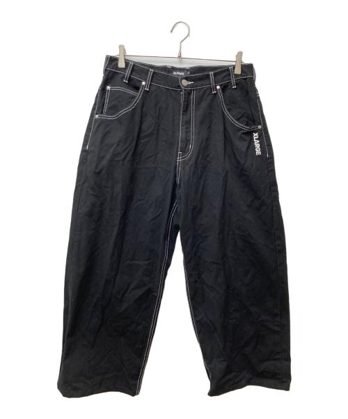 X-LARGE（エクストララージ）X-LARGE (エクストララージ) CONTRAST STITCH LEATHER PATCHED PANTS　101221031012 ブラック サイズ:32の古着・服飾アイテム