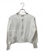 BLENHEIMブレンヘイム）の古着「ジップアップクルーネックワイドニットカーディガン U742-002」｜ホワイト