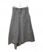 Y'sワイズ）の古着「アシンメトリーリネンスカート　YX-S10-301」｜インディゴ