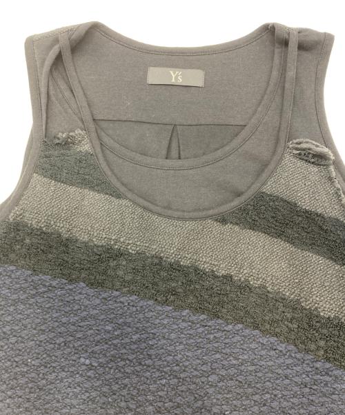 Y's（ワイズ）Y's (ワイズ) ニットドッキングアシンメトリーノースリーブカットソー ブラック サイズ:1の古着・服飾アイテム