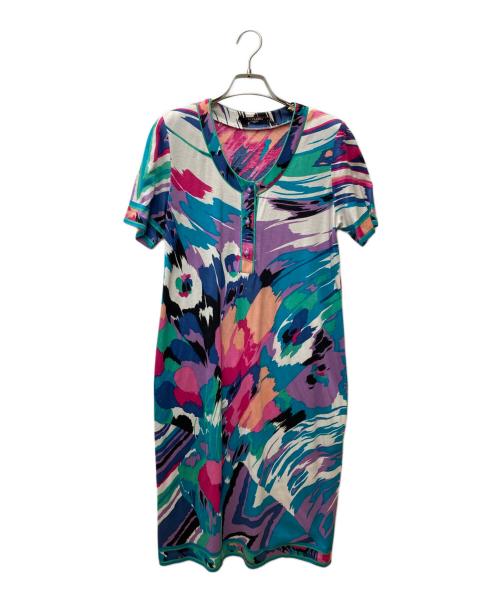 LEONARD（レオナール）LEONARD (レオナール) 総柄ワンピース ブルー サイズ:Mの古着・服飾アイテム