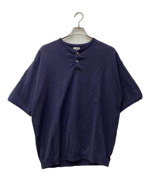 STEVEN ALAN（スティーブンアラン）STEVEN ALAN (スティーブンアラン) KUBO HENLEY NECK SHORT SLEEVE KNIT-LOOSE　8118-248-0111 ネイビー サイズ:Mの古着・服飾アイテム