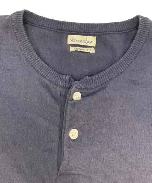STEVEN ALAN（スティーブンアラン）STEVEN ALAN (スティーブンアラン) KUBO HENLEY NECK SHORT SLEEVE KNIT-LOOSE　8118-248-0111 ネイビー サイズ:Mの古着・服飾アイテム
