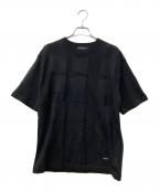 BLACK LABEL CRESTBRIDGEブラックレーベル クレストブリッジ）の古着「ハイツイストシャドーチェックニットTシャツ　51N08-518-09」｜ブラック