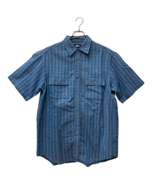 stussy（ステューシー）stussy (ステューシー) 半袖ワークシャツ スカイブルー サイズ:Lの古着・服飾アイテム