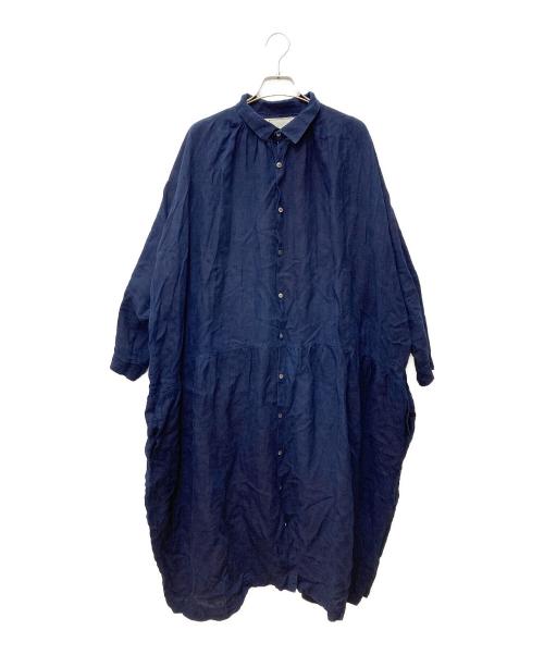 ICHI Antiquites（イチアンティークス）ICHI Antiquites (イチアンティークス) リネンシャツワンピース K/T81035 ネイビー サイズ:表記なしの古着・服飾アイテム