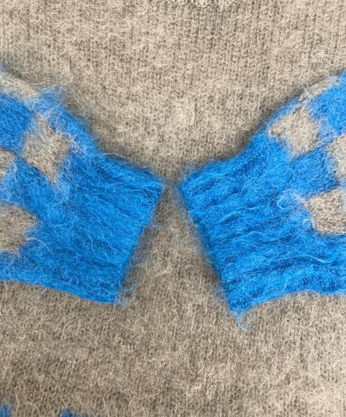 JohnUNDERCOVER（ジョンアンダーカバー）JohnUNDERCOVER (ジョンアンダーカバー) チェッカーモヘアニット JUT9901 グレー×ブルー サイズ:2の古着・服飾アイテム