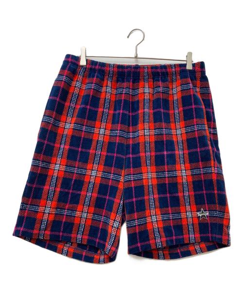 SUPREME（シュプリーム）SUPREME (シュプリーム) Plaid Velour Short ネイビー×レッド サイズ:Mの古着・服飾アイテム