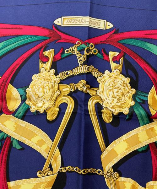 HERMES（エルメス）HERMES (エルメス) カレ90 LE MORS A LA CONETABLE・轡の気品 ネイビーの古着・服飾アイテム