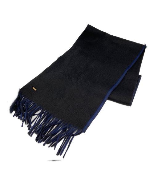 dunhill（ダンヒル）dunhill (ダンヒル) カシミヤマフラー ブラック×ネイビー 未使用品の古着・服飾アイテム