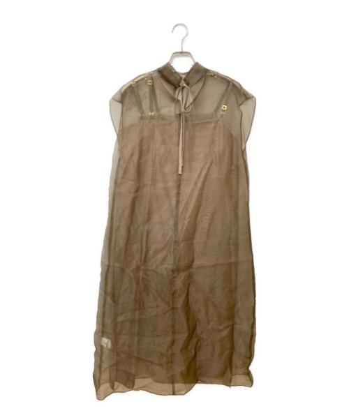 Kaene（カエン）Kaene (カエン) アシメオーガンジードレス 100807 ブラウン サイズ:1の古着・服飾アイテム