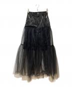 MAISON SPECIALメゾンスペシャル）の古着「Metallic Hard Tulle Skirt　21241515201」｜ブラック