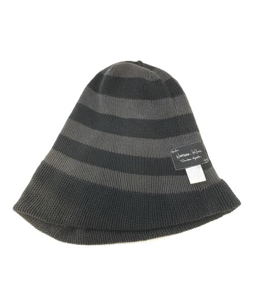 NUMBER (N)INE（ナンバーナイン）NUMBER (N)INE (ナンバーナイン) バルーンボーダーニットキャップ グレーの古着・服飾アイテム