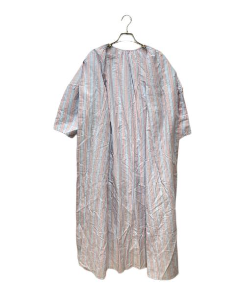 MACPHEE（マカフィー）MACPHEE (マカフィー) コットンリネンスラブ ギャザーワンピース 12-06-12-06437 ブルー×ピンク サイズ:36の古着・服飾アイテム