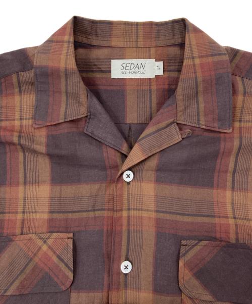 SEDAN ALL-PURPOSE（セダンオールパーパス）SEDAN ALL-PURPOSE (セダンオールパーパス) Madras Plaid Open Collar Shirt SD25S-SH04 ブラウン サイズ:Mの古着・服飾アイテム