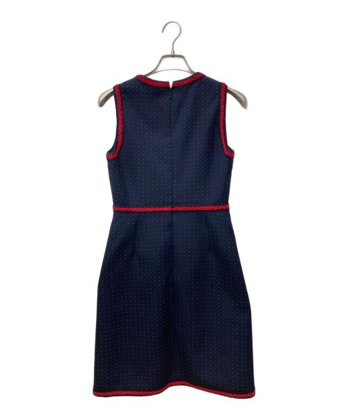 GUCCI（グッチ）GUCCI (グッチ) ドット刺繍ノースリーブワンピース　432642 Z490B ネイビー サイズ:36の古着・服飾アイテム
