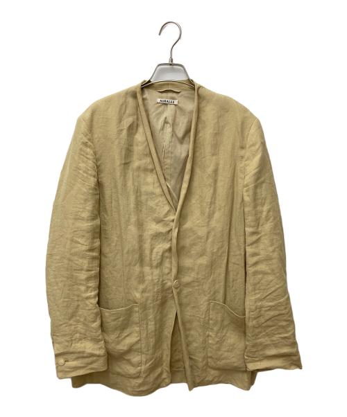 AURALEE（オーラリー）AURALEE (オーラリー) LINEN GABARDINE NO COLLAR JACKET A23SJ01HL ベージュ サイズ:1の古着・服飾アイテム
