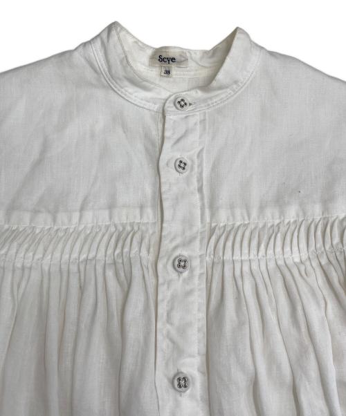 SCYE（サイ）SCYE (サイ) リネン高密度バンドカラーブラウス 1219-31028 ホワイト サイズ:38の古着・服飾アイテム