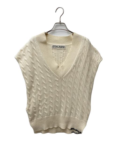 INSCRIRE（アンスクリア）INSCRIRE (アンスクリア) チルデンVネックニットベスト I20SS-K11 ベージュ サイズ:サイズ表記無しの古着・服飾アイテム