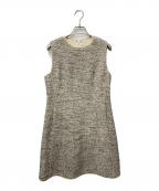 theoryセオリー）の古着「ノースリーブツイードワンピース 01-8105514」｜アイボリー×ブラック