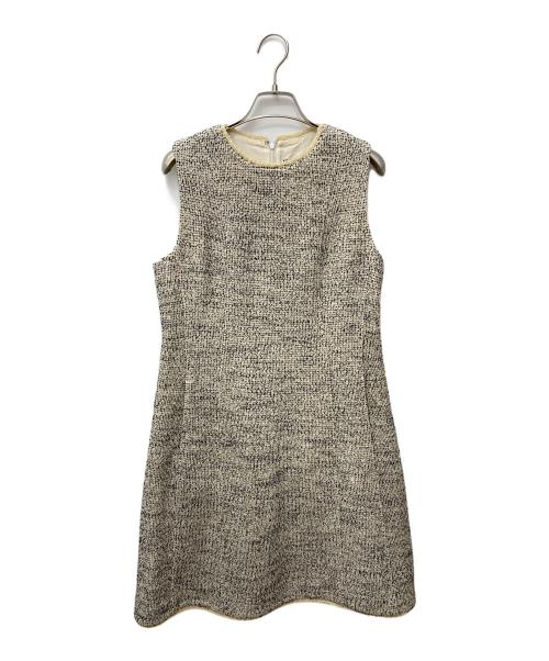 theory（セオリー）theory (セオリー) ノースリーブツイードワンピース 01-8105514 アイボリー×ブラック サイズ:2の古着・服飾アイテム