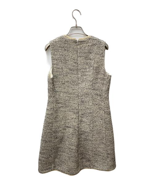 theory（セオリー）theory (セオリー) ノースリーブツイードワンピース 01-8105514 アイボリー×ブラック サイズ:2の古着・服飾アイテム