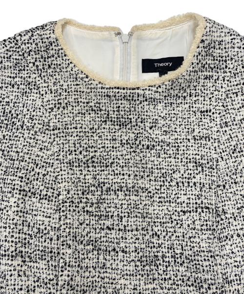 theory（セオリー）theory (セオリー) ノースリーブツイードワンピース 01-8105514 アイボリー×ブラック サイズ:2の古着・服飾アイテム