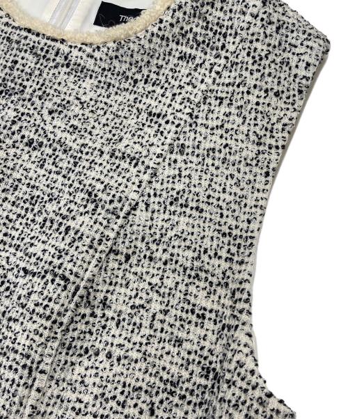 theory（セオリー）theory (セオリー) ノースリーブツイードワンピース 01-8105514 アイボリー×ブラック サイズ:2の古着・服飾アイテム