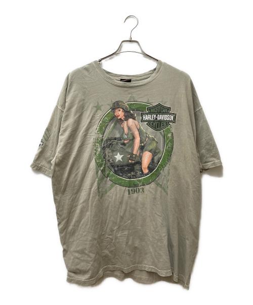 HARLEY-DAVIDSON（ハーレーダビッドソン）HARLEY-DAVIDSON (ハーレーダビッドソン) 両面プリントTシャツ グリーン サイズ:XXLの古着・服飾アイテム