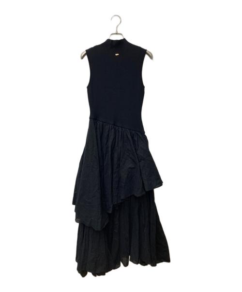 anuans（アニュアンス）anuans (アニュアンス) ノースリーブイレギュラーヘムドッキングニットワンピース　1524230143-0 ブラック サイズ:Mの古着・服飾アイテム