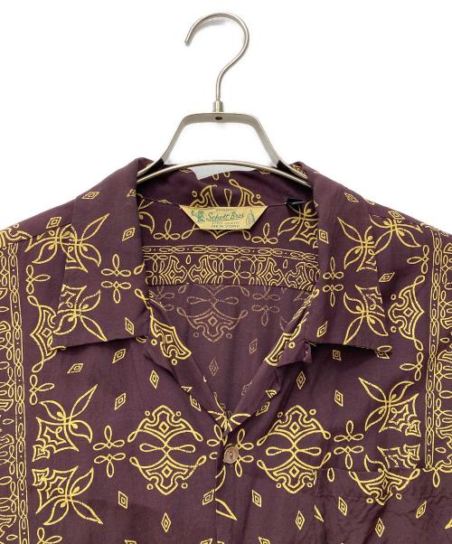SCHOTT BROS.（ショット）SCHOTT BROS. (ショットブロス) 総柄開襟シャツ　3175012 バーガンディー サイズ:Lの古着・服飾アイテム