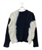 stussyステューシー）の古着「Tie Dye Fisherman Sweater　117188」｜ブラック×ホワイト
