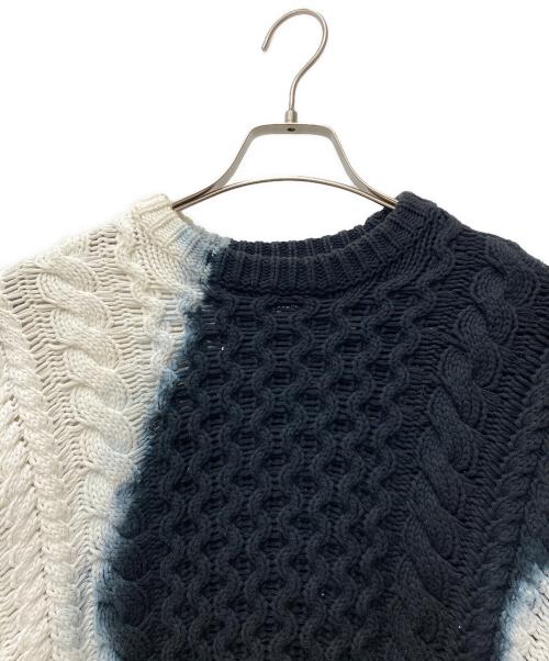 stussy（ステューシー）stussy (ステューシー) Tie Dye Fisherman Sweater　117188 ブラック×ホワイト サイズ:Mの古着・服飾アイテム