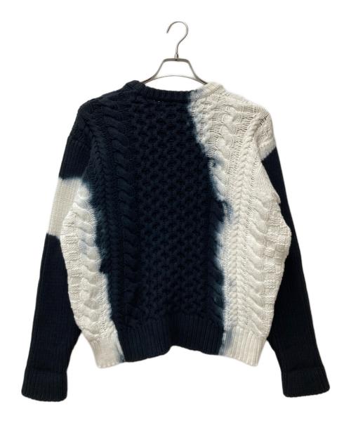stussy（ステューシー）stussy (ステューシー) Tie Dye Fisherman Sweater　117188 ブラック×ホワイト サイズ:Mの古着・服飾アイテム
