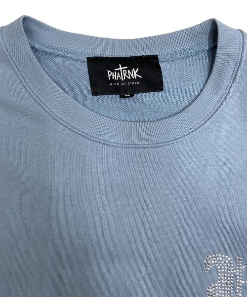 PHATRNK（ファットランク）PHATRNK (ファットランク) OLD P LOGOラインストーンスウェット スカイブルー サイズ:Mの古着・服飾アイテム