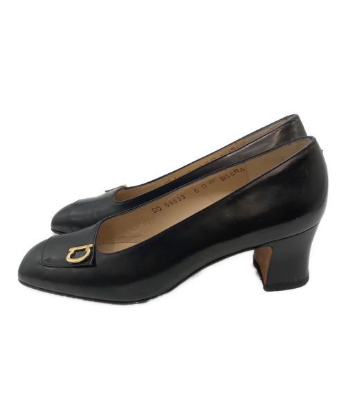 Salvatore Ferragamo（サルヴァトーレ フェラガモ）Salvatore Ferragamo (サルヴァトーレ フェラガモ) ガンチーニ スクエアトゥパンプス ブラック サイズ:6Dの古着・服飾アイテム