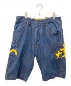 YAMANEヤマネ）の古着「デニムハーフパンツ」｜インディゴ