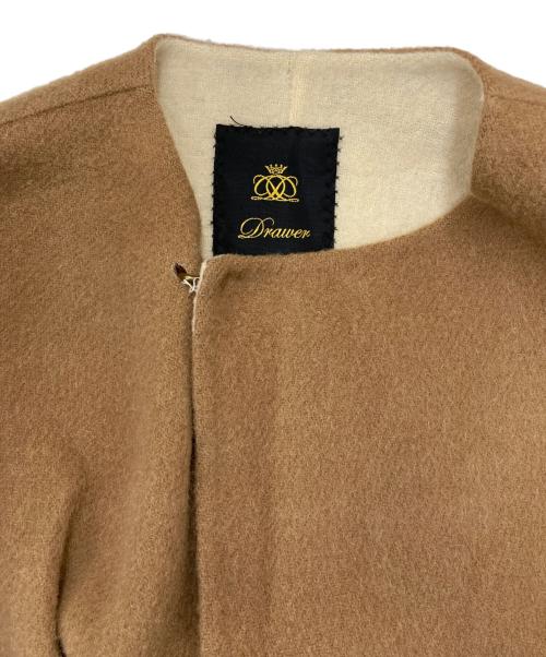 DRAWER（ドゥロワー）DRAWER (ドゥロワー) ダブルフェイスウールモヘヤノーカラーコート 6525-234-0472 キャメル サイズ:36の古着・服飾アイテム