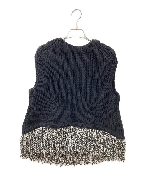 DRAWER（ドゥロワー）DRAWER (ドゥロワー) フリンジニットベスト 6518-106-0240 ブラック サイズ:1の古着・服飾アイテム
