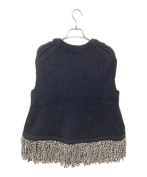 DRAWER（ドゥロワー）DRAWER (ドゥロワー) フリンジニットベスト 6518-106-0240 ブラック サイズ:1の古着・服飾アイテム