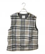 YONFAヨンファ）の古着「チェックニットベスト」｜ブルー