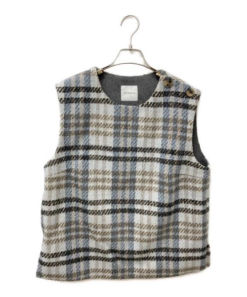 YONFA（ヨンファ）YONFA (ヨンファ) チェックニットベスト ブルー サイズ:FREEの古着・服飾アイテム
