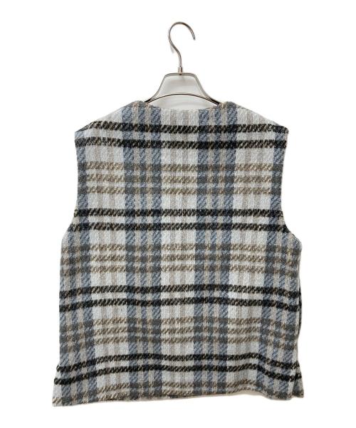YONFA（ヨンファ）YONFA (ヨンファ) チェックニットベスト ブルー サイズ:FREEの古着・服飾アイテム