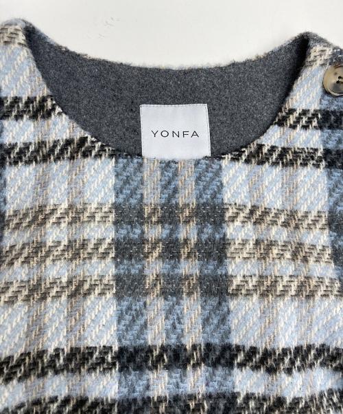 YONFA（ヨンファ）YONFA (ヨンファ) チェックニットベスト ブルー サイズ:FREEの古着・服飾アイテム
