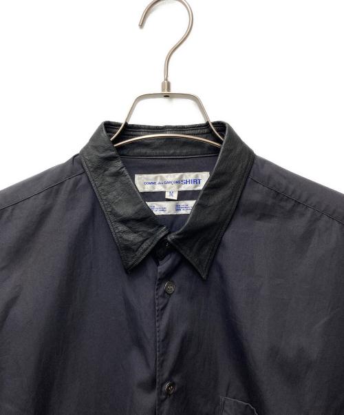 COMME des GARCONS SHIRT（コムデギャルソンシャツ）COMME des GARCONS SHIRT (コムデギャルソンシャツ) レザーカラーシャツ ネイビー サイズ:Mの古着・服飾アイテム