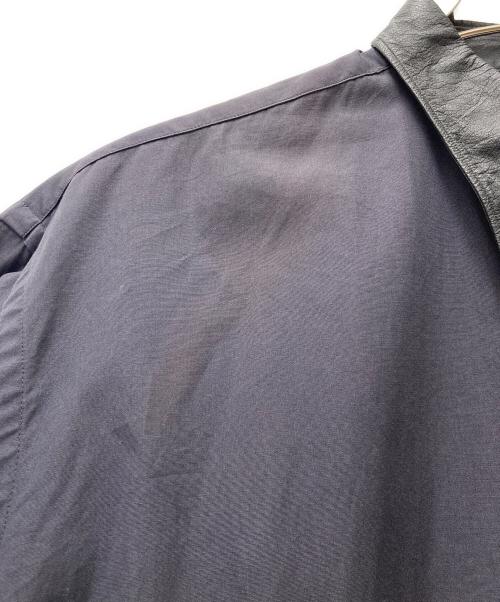 COMME des GARCONS SHIRT（コムデギャルソンシャツ）COMME des GARCONS SHIRT (コムデギャルソンシャツ) レザーカラーシャツ ネイビー サイズ:Mの古着・服飾アイテム