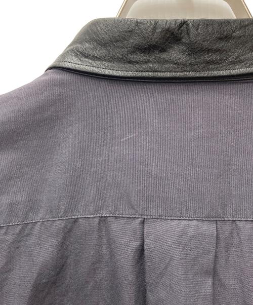 COMME des GARCONS SHIRT（コムデギャルソンシャツ）COMME des GARCONS SHIRT (コムデギャルソンシャツ) レザーカラーシャツ ネイビー サイズ:Mの古着・服飾アイテム