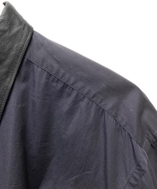 COMME des GARCONS SHIRT（コムデギャルソンシャツ）COMME des GARCONS SHIRT (コムデギャルソンシャツ) レザーカラーシャツ ネイビー サイズ:Mの古着・服飾アイテム