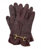 GUCCIグッチ）の古着「レザーグローブ」｜ブラウン