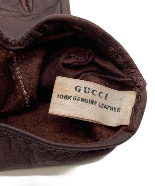 GUCCI（グッチ）GUCCI (グッチ) レザーグローブ ブラウンの古着・服飾アイテム